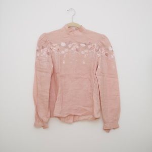 True vintage linen pink blouse